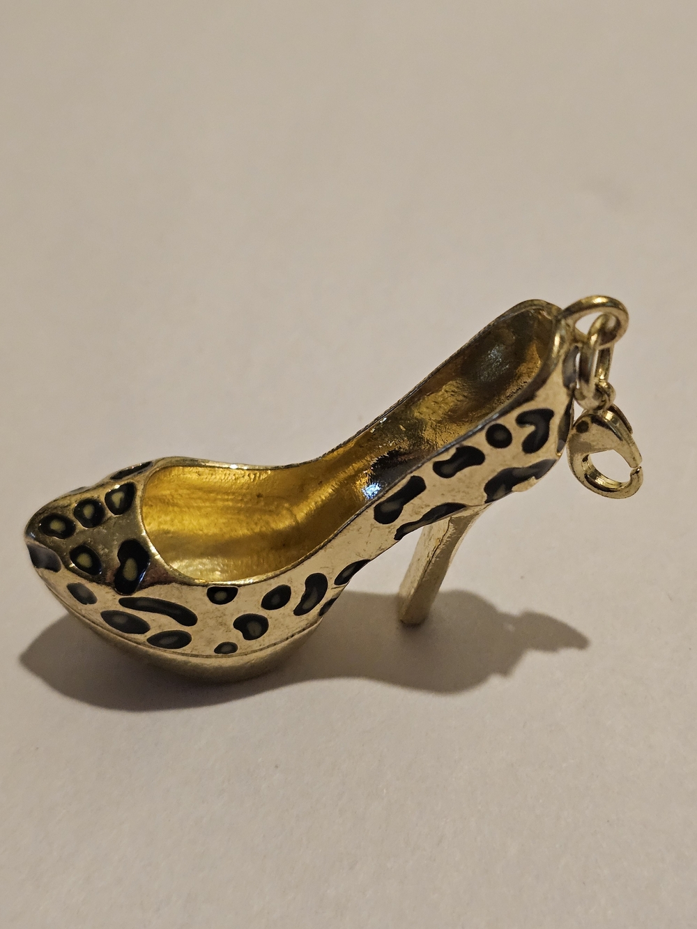 Gold Leopard Print High Heel Charm Pendant for Women
